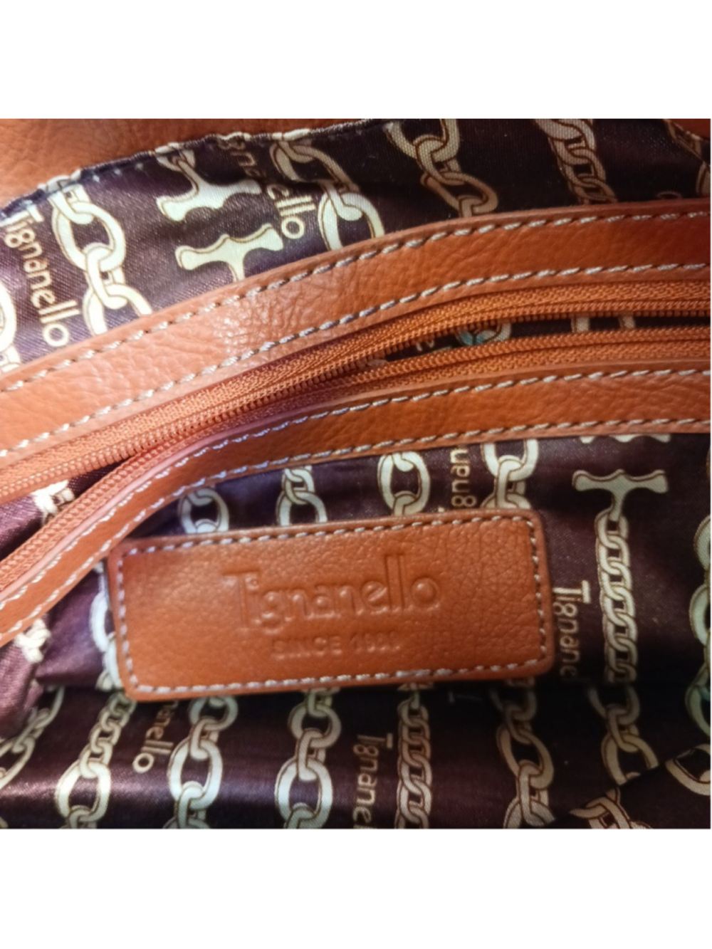 VTG Y2K Tignanello Handbag Orange Leather 2 Straps Magnetic Closure shoulder Bag - Picture 10 of 10